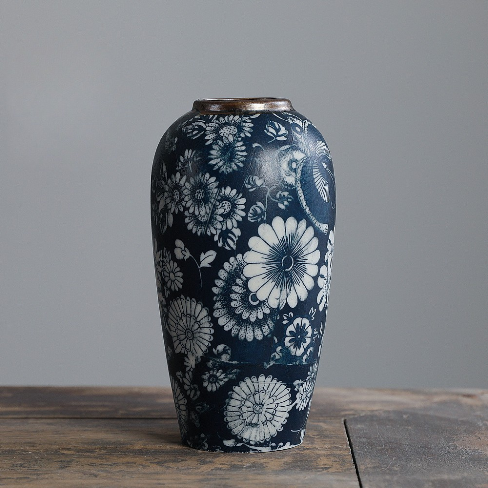 Midnight Bloom Artisan Vase 27cm