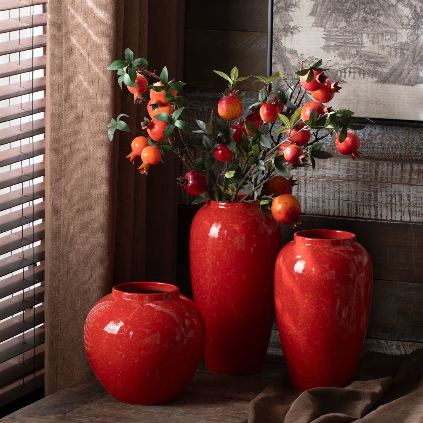 Crimson Ember Artisan Vase 18cm
