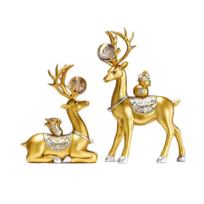 Wisdom & Wealth Deer Sculpture Two Pieces 27cm, 20cm