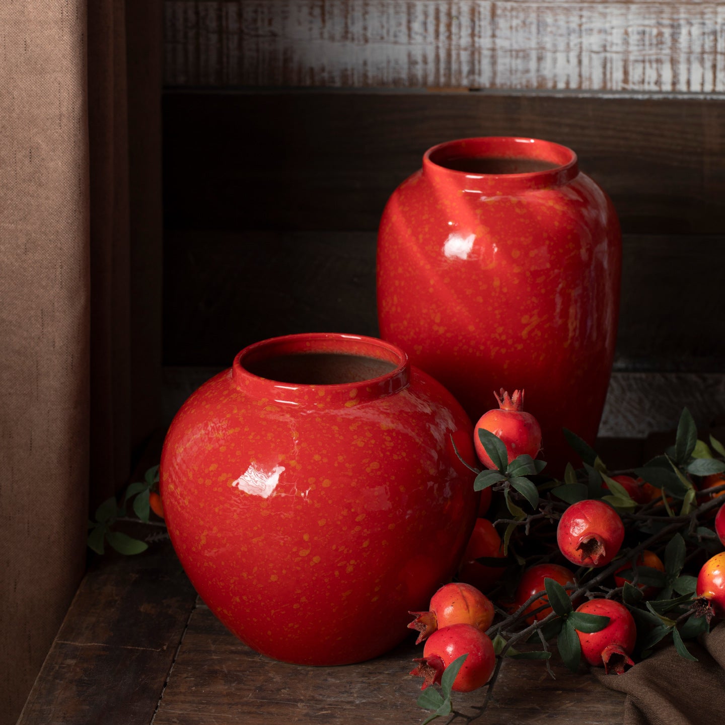 Crimson Ember Artisan Vase 18cm