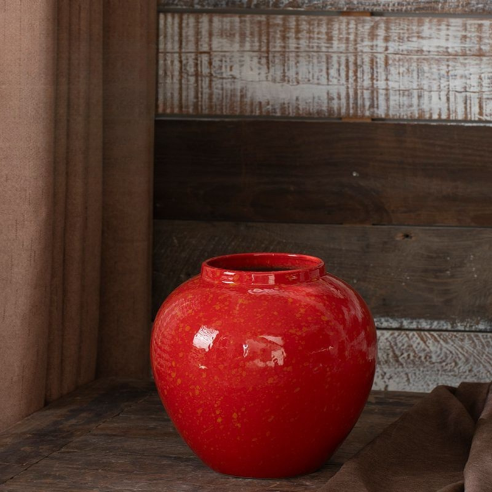 Crimson Ember Artisan Vase 18cm
