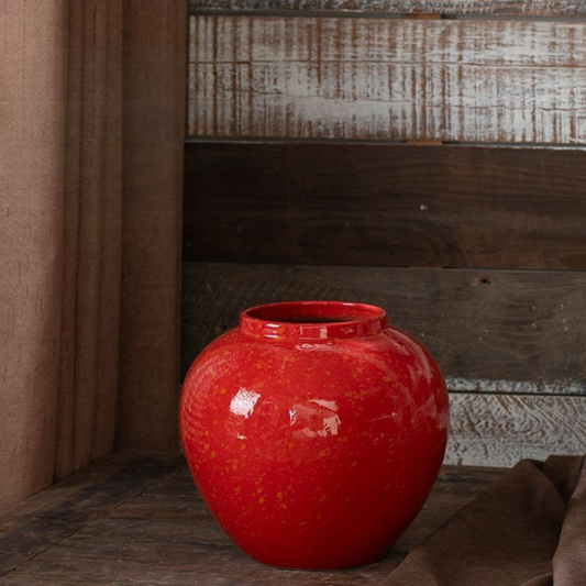 Crimson Ember Artisan Vase 18cm