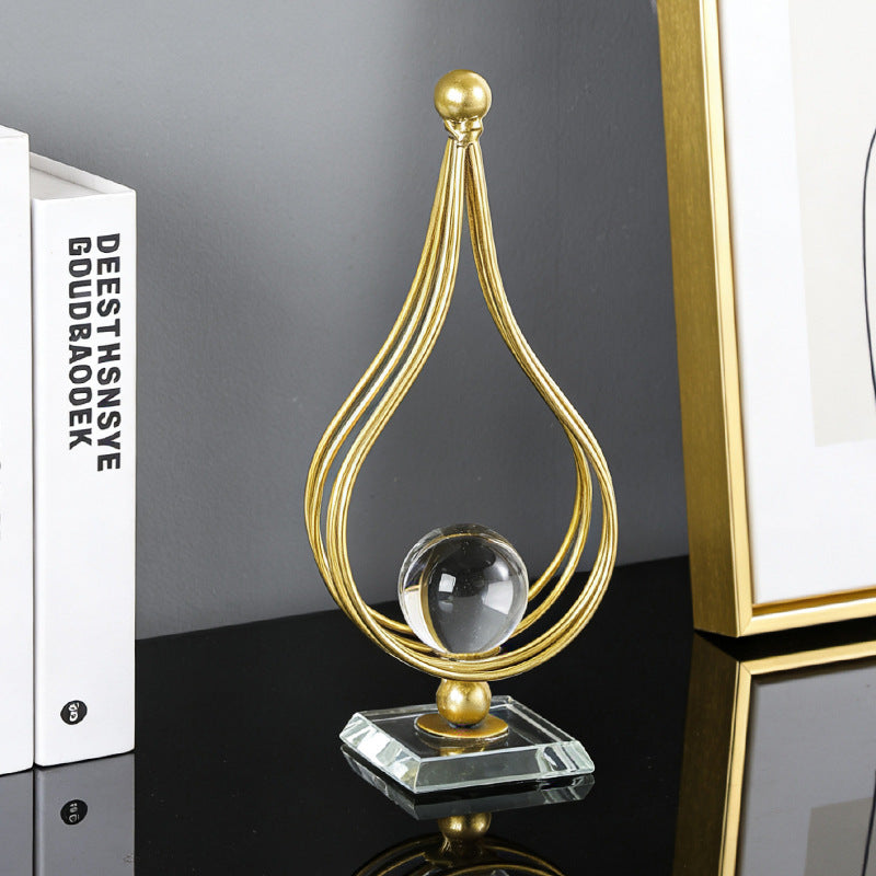 Golden Harmony Crystal Sphere Sculpture 21cm
