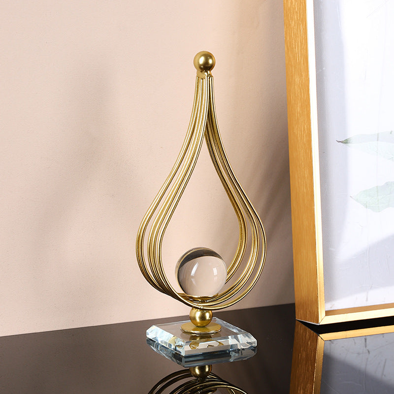 Golden Harmony Crystal Sphere Sculpture 21cm