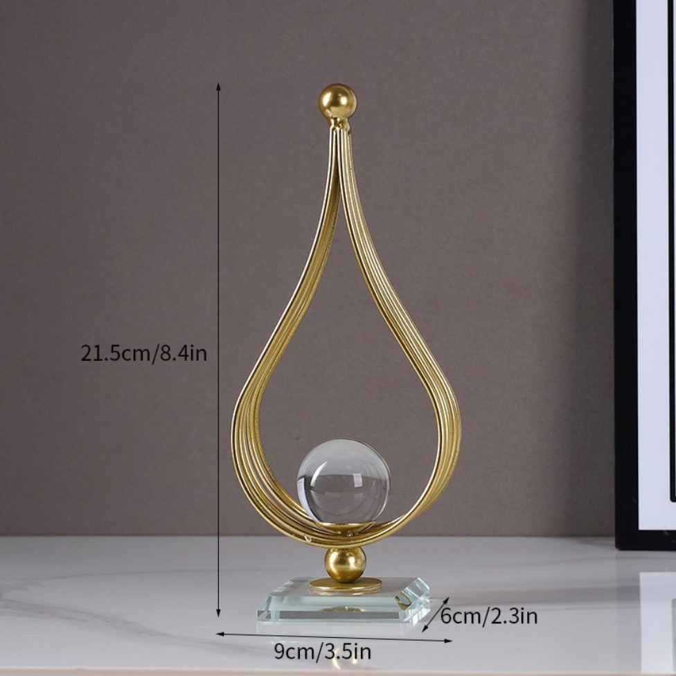 Golden Harmony Crystal Sphere Sculpture 21cm