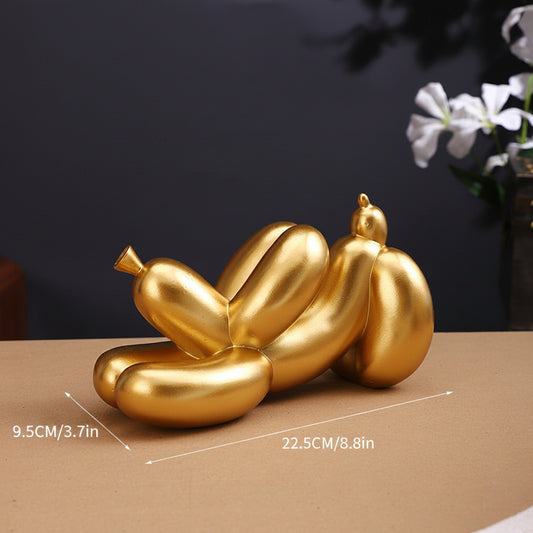 Golden Temptation Banana Balloon Dog Sculpture 13cm