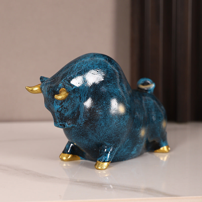 Twin Fortune Bulls Ceramic Ornament 12cm