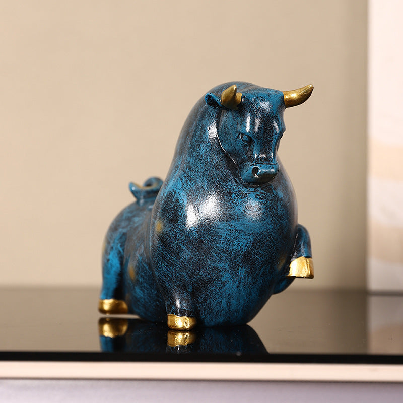 Twin Fortune Bulls Ceramic Ornament 12cm