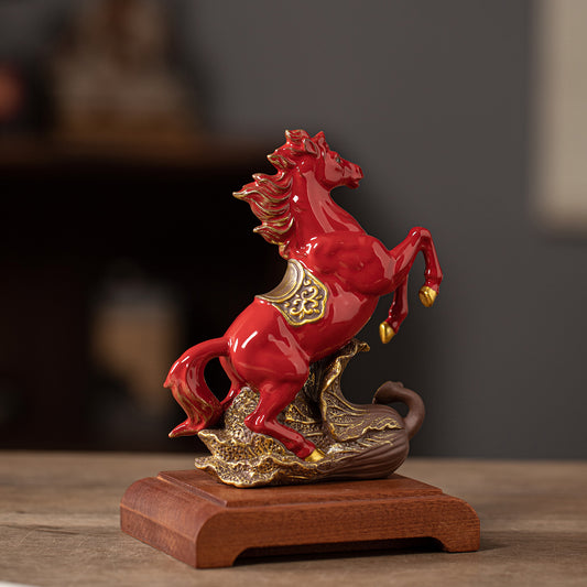 Lucky Horse Ceramic Feng Shui Wealth Statue
