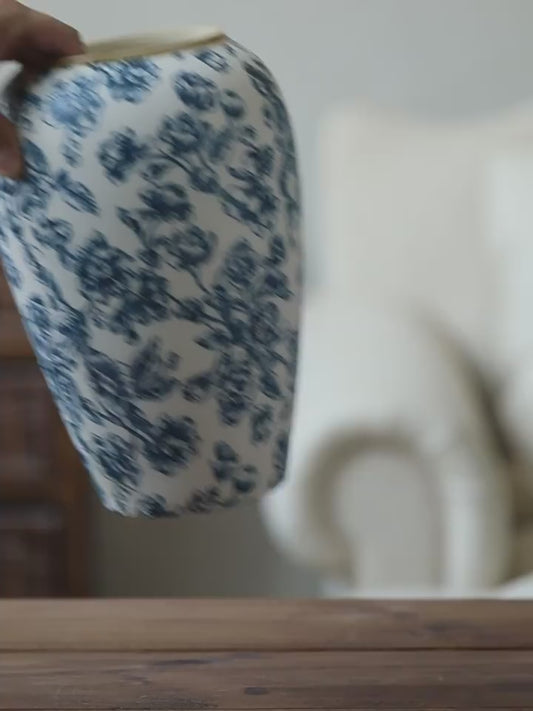 Heritage Blue & White Floral Vase 26cm